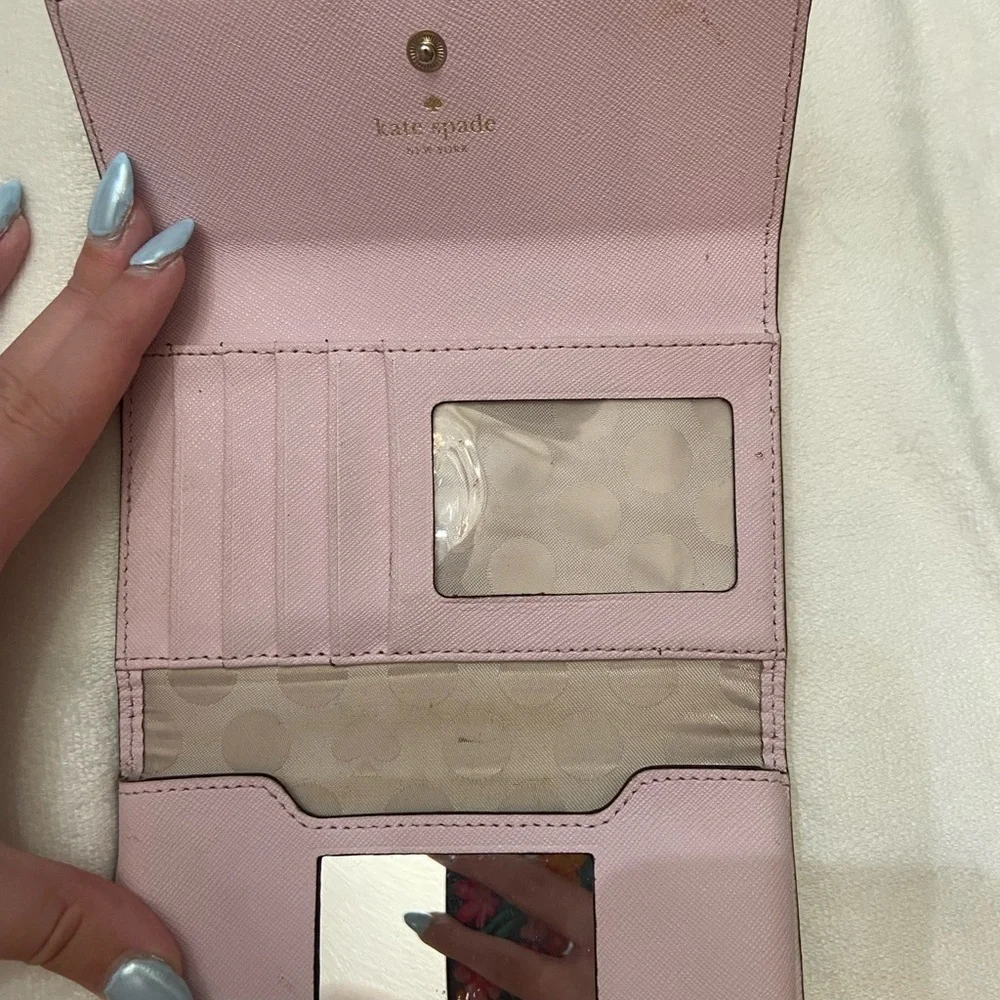 Kate Spade Pink trifold card Wallet wristlet 3581
